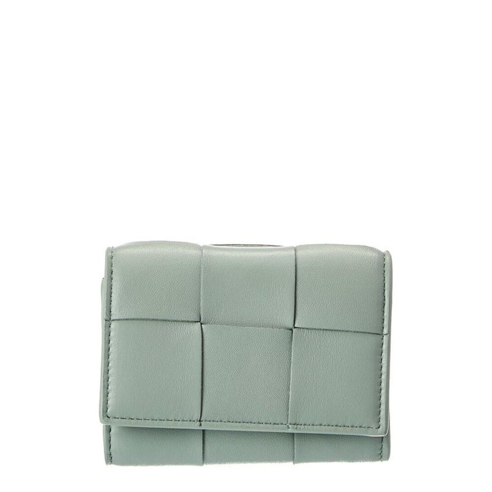 Bottega Veneta Envelope Small Intreccio Leather Card Case, Green